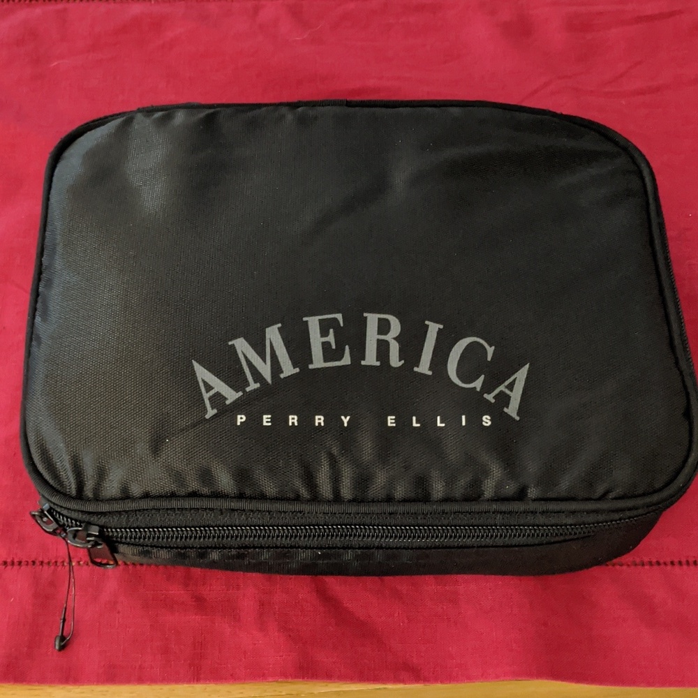 Perry Ellis Brand America Dopp Travel Pouch Case Lined Double Zip New Rare